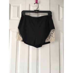 Black Crochet Detail Shorts